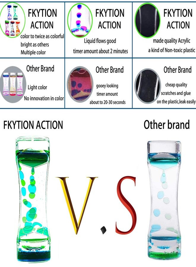 FKYTION Liquid Motion Bubbler Timer Pack of 5 Colorful Hourglass Liquid Bubbler ADHD Fidget Toy Sensory Toy Anxiety Toys Autism Toys Children Activity Calm Relaxing for Kids Teenager Adults - Image 2